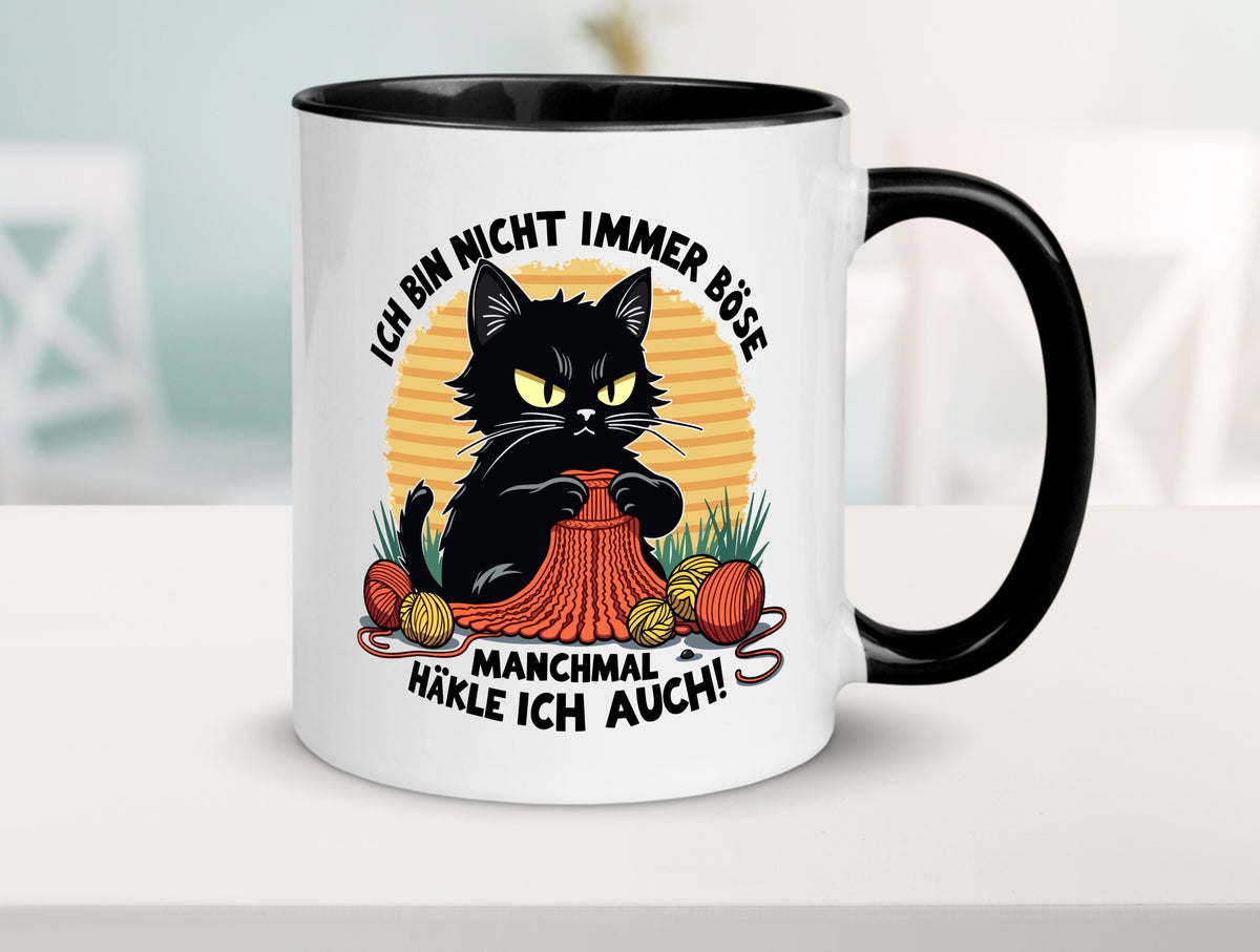 Manchmal Häkle ich auch | Schwarze Katze Häkeln lustig Tierliebhaber Humor Tasse