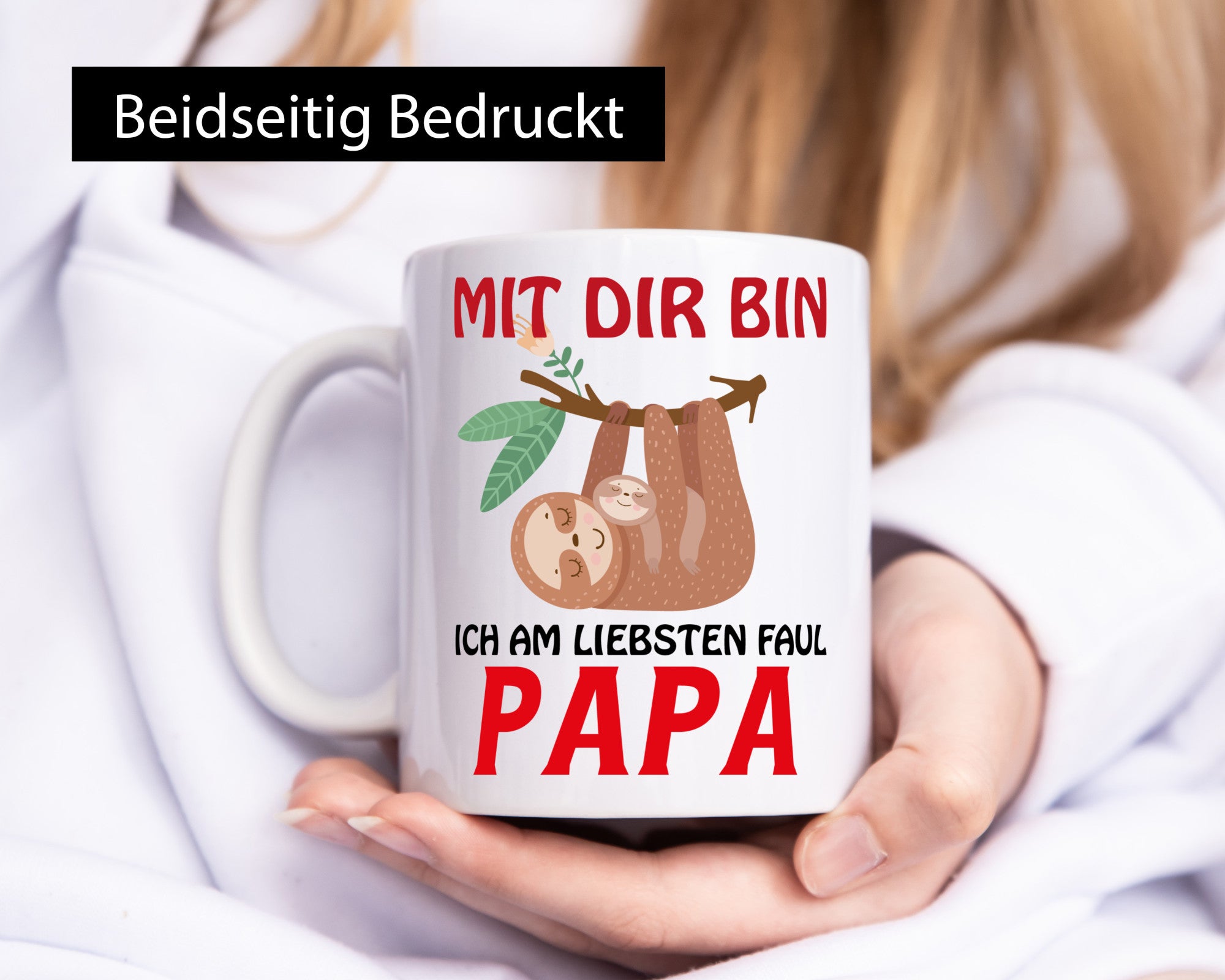 Faultier Papa lustig Tierliebhaber Humor Geschenk Tasse