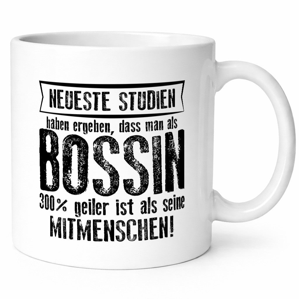 Neuste Studien: Bossin | Führungskraft Vorgesetzte Geschenkidee Humor Tasse
