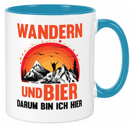Wandern und Bier darum bin ich hier | lustiger Spruch Geschenk Humor