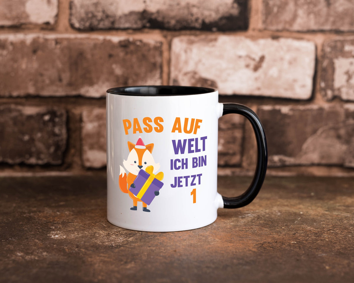 Pass auf Welt ich bin jetzt 1 | Baby Geburtstag lustiger Spruch Geschenk Tasse