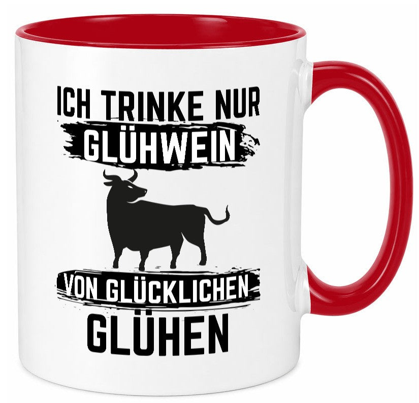 Ich drinke nur Glühwein | Wein von Glühen lustiger Spruch Geschenk Humor Tasse