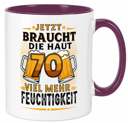 70 braucht die haut mehr Feuchtigkeit | 70. Geburtstag Humor Geschenkidee Tasse