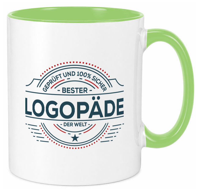 Geprüft und sicher: Logopäde | Sprachtherapie Geschenkidee Humor Tasse