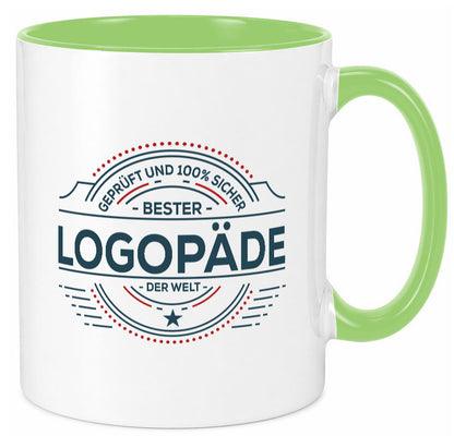Geprüft und sicher: Logopäde | Sprachtherapie Geschenkidee Humor Tasse