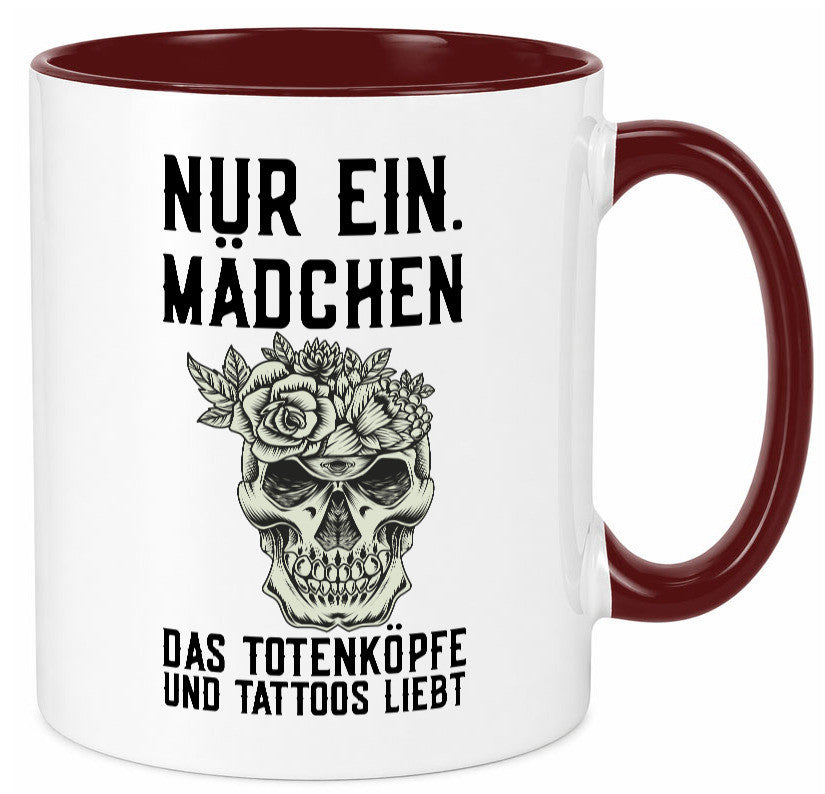 Mädchen |Tattoos und Totenköpfe | Tätowieren Rockabilly Humor Geschenkidee Tasse