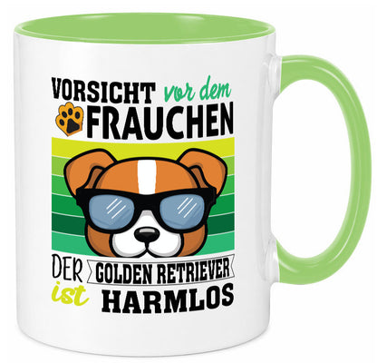 Vorsicht vor dem Frauchen Golden Retriever ist Harmlos lustiger Spruch Geschenk