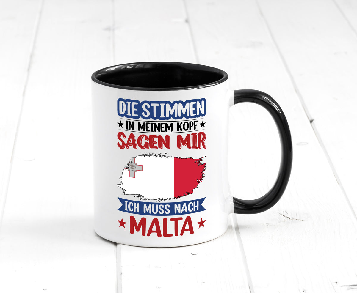 Malta | Urlaub Stimmen in meinem Kopf Traumland lustiger Spruch Geschenk Humor Tasse