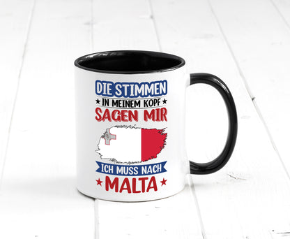 Malta | Urlaub Stimmen in meinem Kopf Traumland lustiger Spruch Geschenk Humor Tasse
