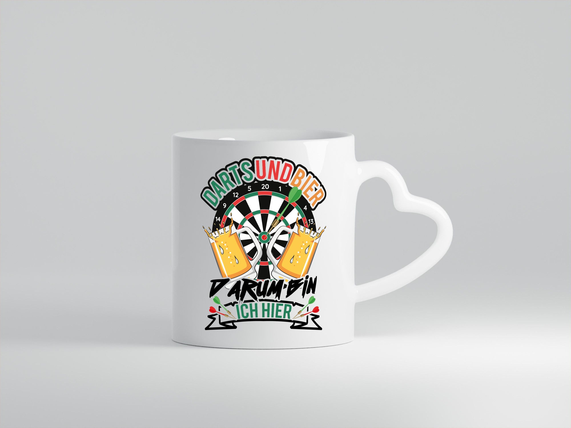 Dart und bier darum bin ich hier | Geschenkidee Humor Tasse