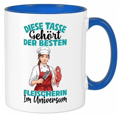 Im Universum: Fleischerin | Schlachterei lustiger Spruch Geschenk Humor Tasse