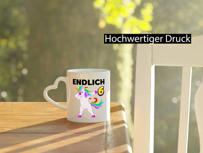 6. Geburtstag | endlich 6 Jahre Einhorn Mädchen Geschenkidee Humor Tasse