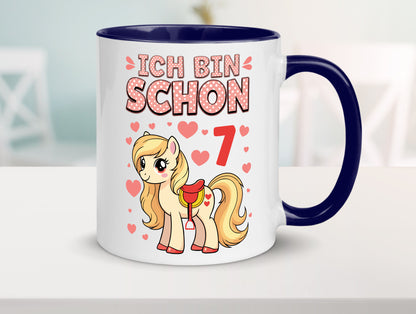 7. Geburtstag | 7 Jahre Mädchen Reiten Pony lustiger Spruch Geschenk Tasse