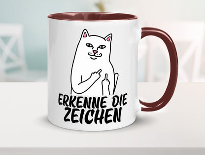 Erkenne die Zeichen | Katze Schatten Mittelfinger Geschenk Tierliebhaber Humor