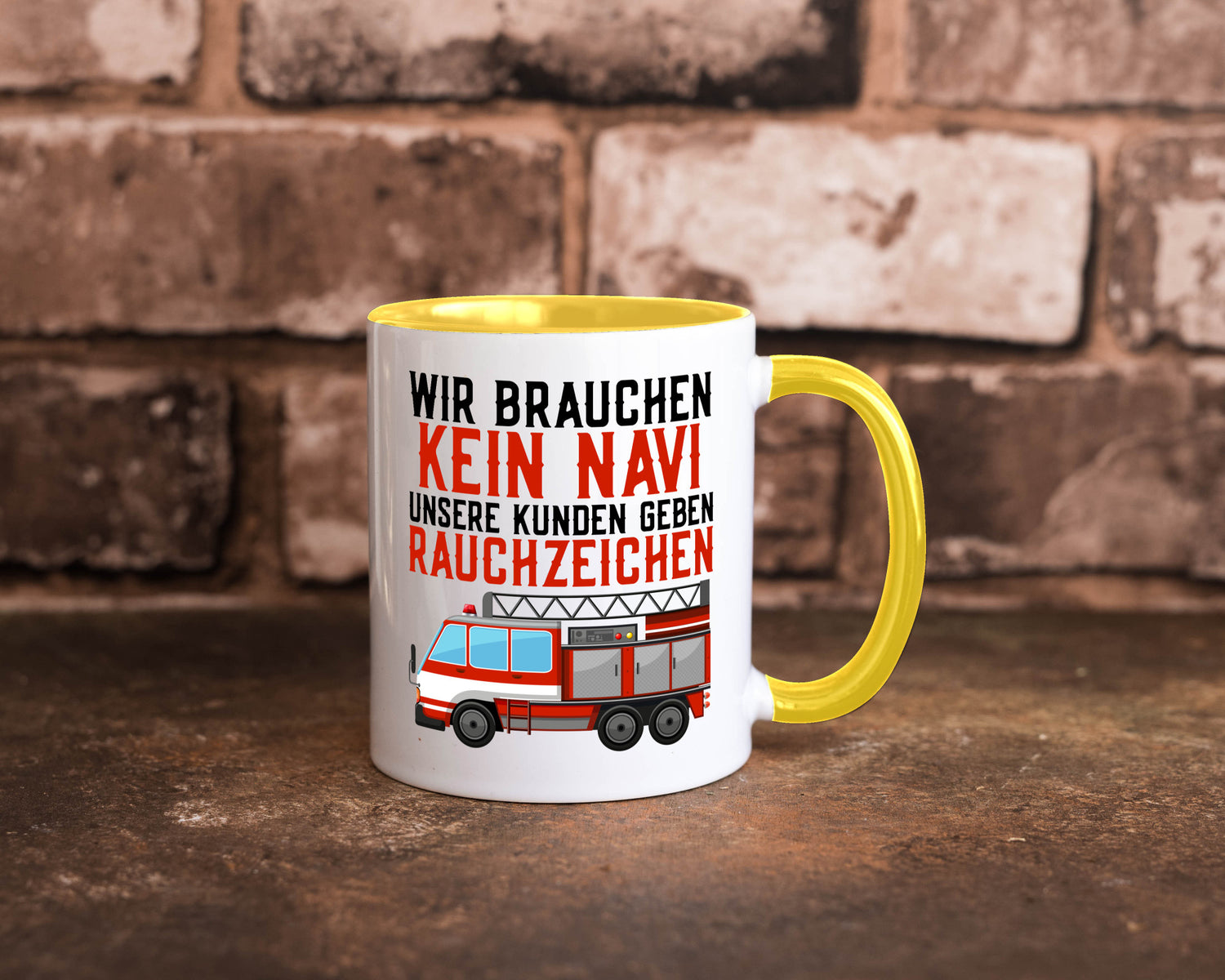 Wir brauchen kein Navi | Feuerwehr Brand Rauchzeichen Geschenkidee Humor Tasse