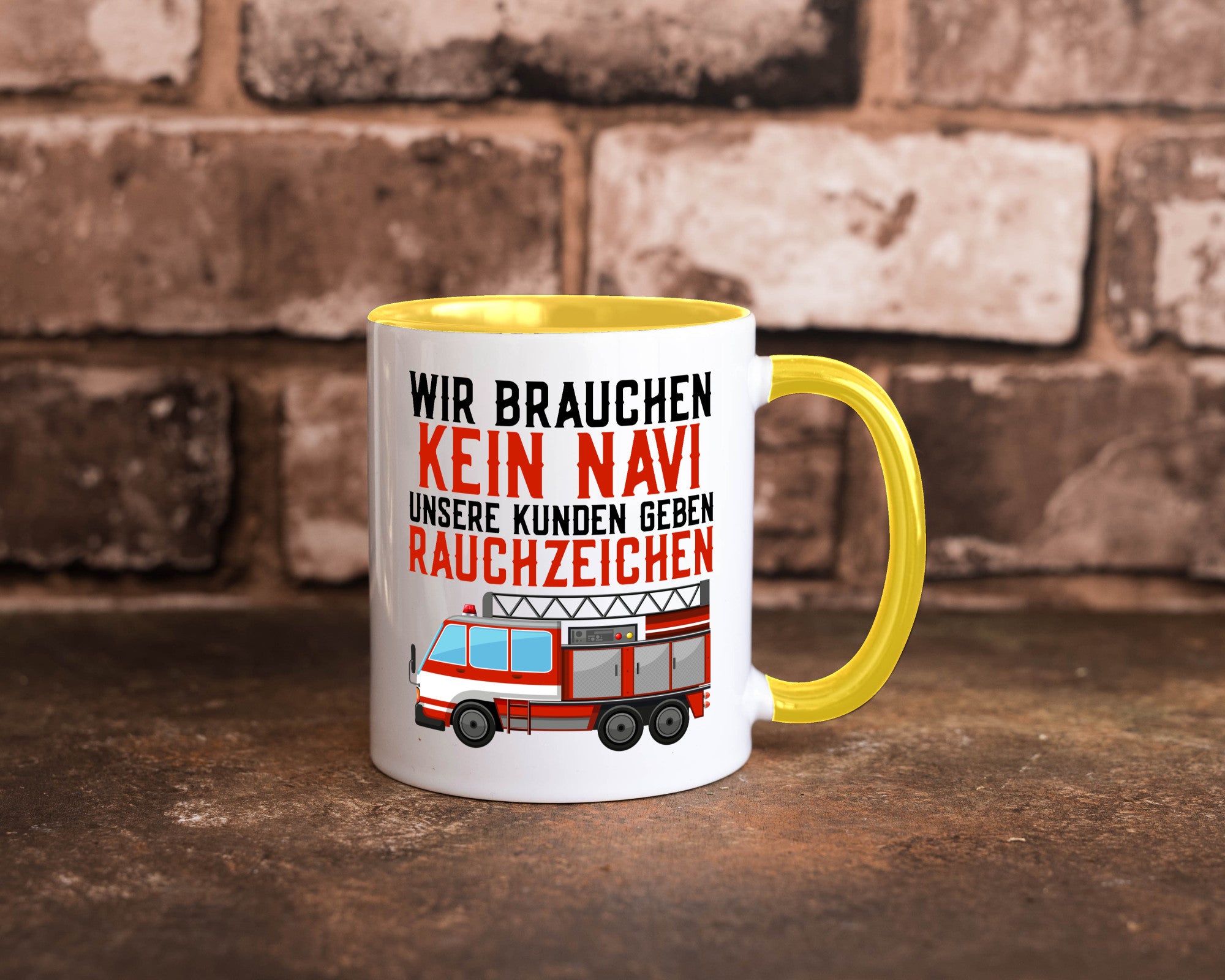 Wir brauchen kein Navi | Feuerwehr Brand Rauchzeichen Geschenkidee Humor Tasse