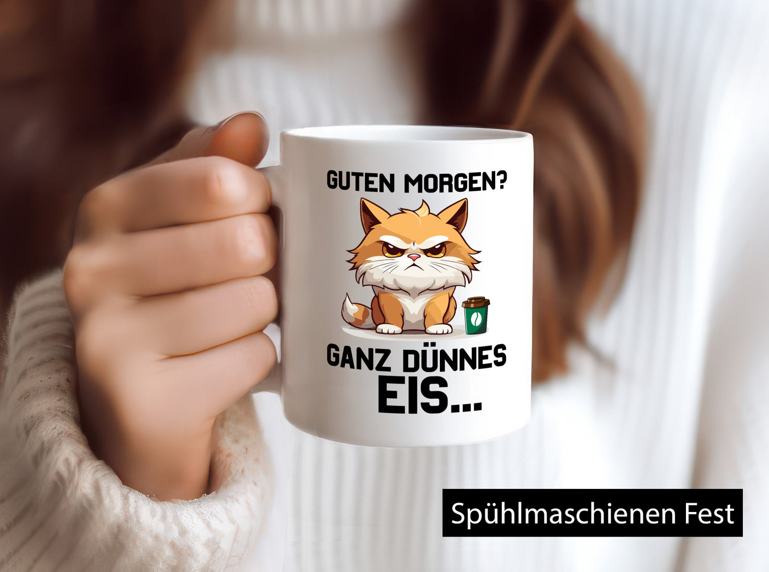 Guten Morge! Ganz dünnes Eis | Katze Morgen muffel Humor Tierliebhaber