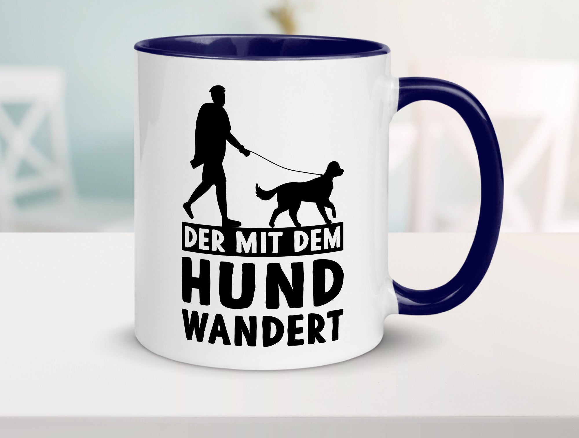 Der mit dem Hund wandert | Mensch Geschenkidee Tierliebhaber Humor Tasse