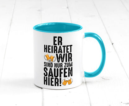 JGA | Er heiratet Junggesellenabschied Polterabend v2 lustiger Spruch Geschenk