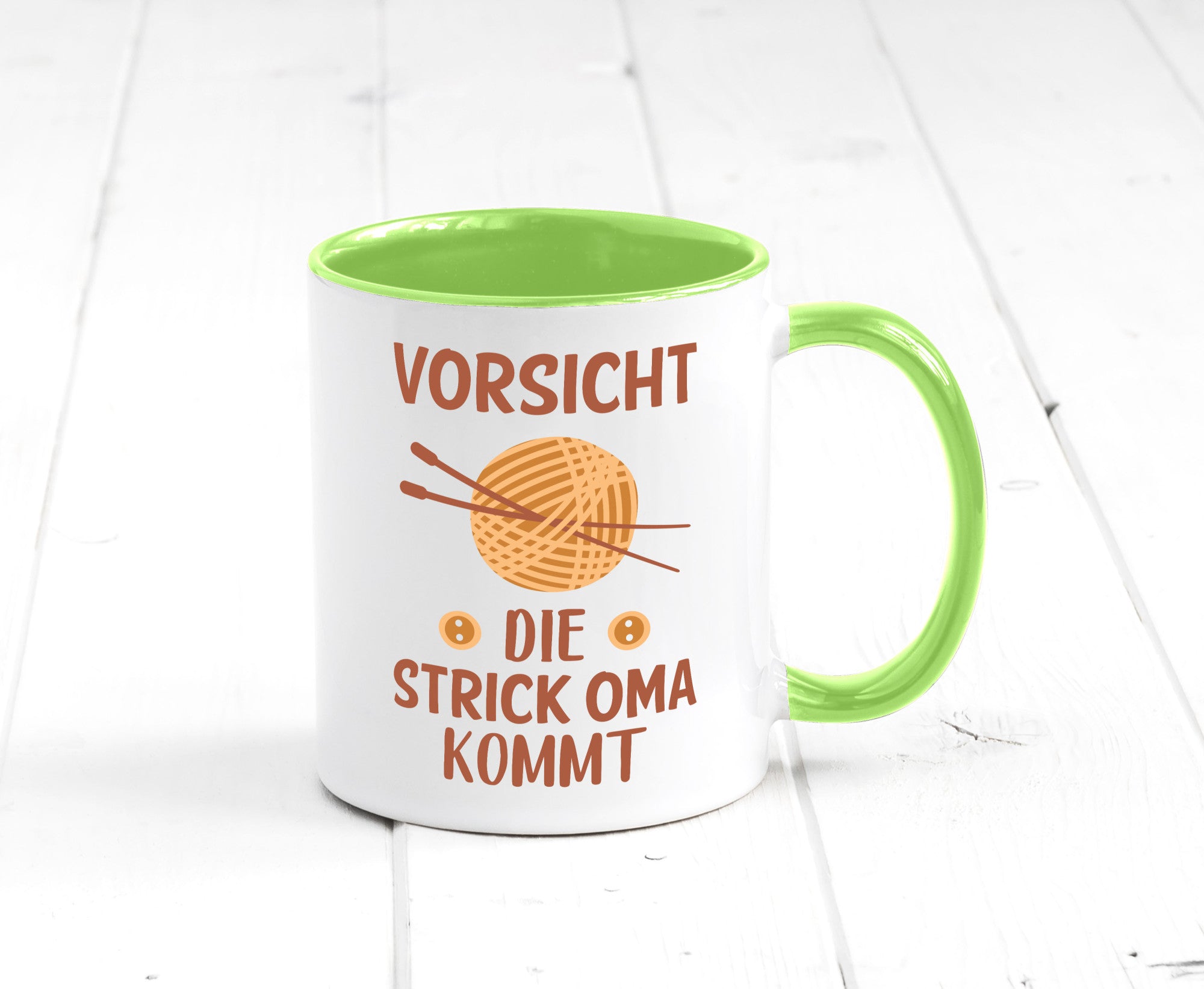 Vorsicht, Strickoma kommt | Wolle Stricknadeln Humor Familie Geschenkidee Tasse
