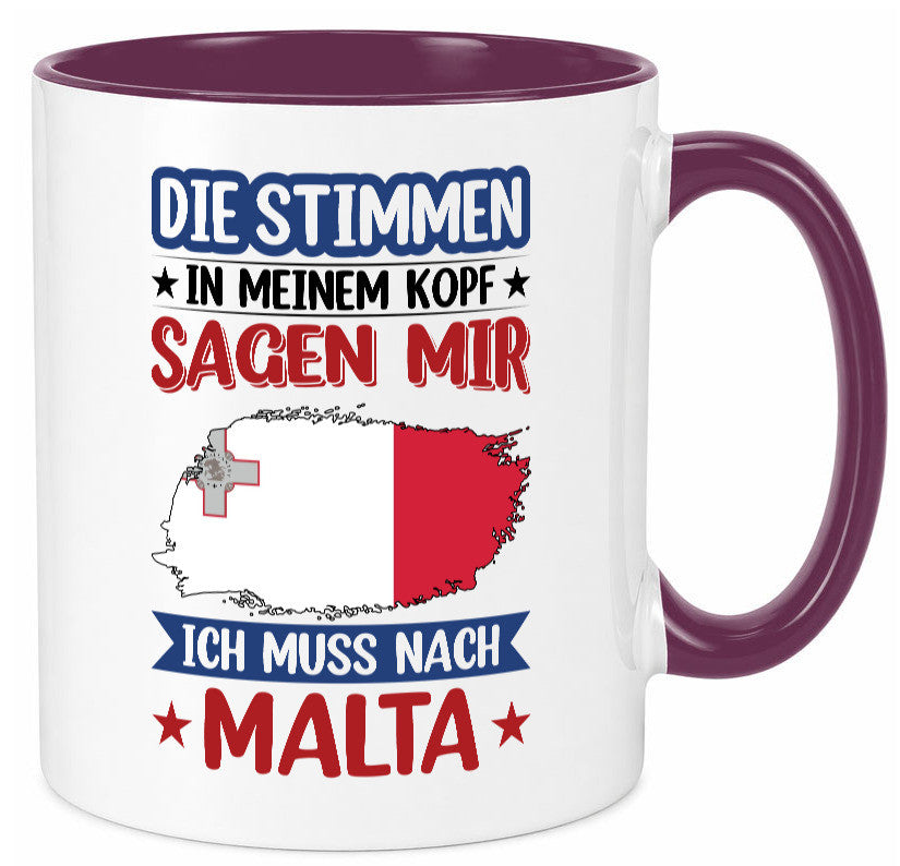 Malta | Urlaub Stimmen in meinem Kopf Traumland lustiger Spruch Geschenk Humor Tasse
