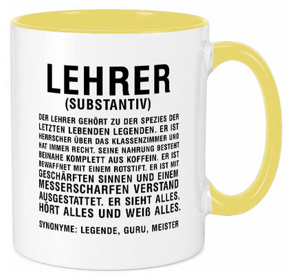 Lehrer | Definition Kollege Mitarbeiter Geschenkidee Arbeit Kollegen Büro Humor Tasse