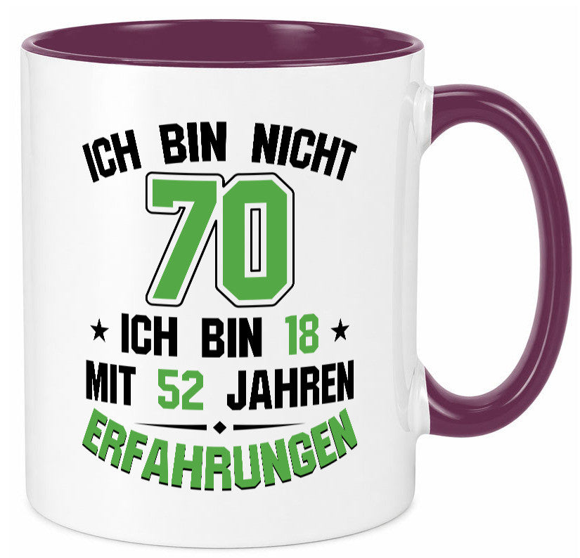 Ich bin nicht 70 | Rentner Viel erfahrung im leben lustig Ruhestand Jubiläum Tasse