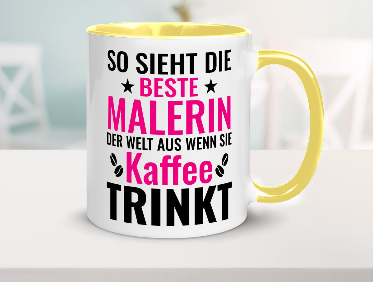 Kaffee trinkt: Malerin | Malerinnen lustiger Spruch Geschenk Humor Geschenkidee Tasse