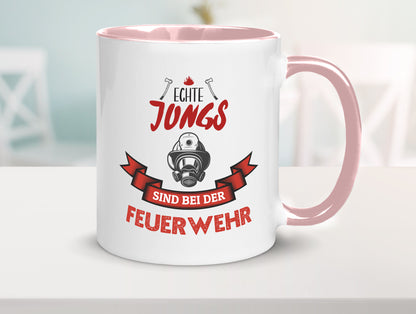 Echte Jungs sind bei der Feuerwehr | Feuerwehrmann lustiger Spruch Geschenk Tasse