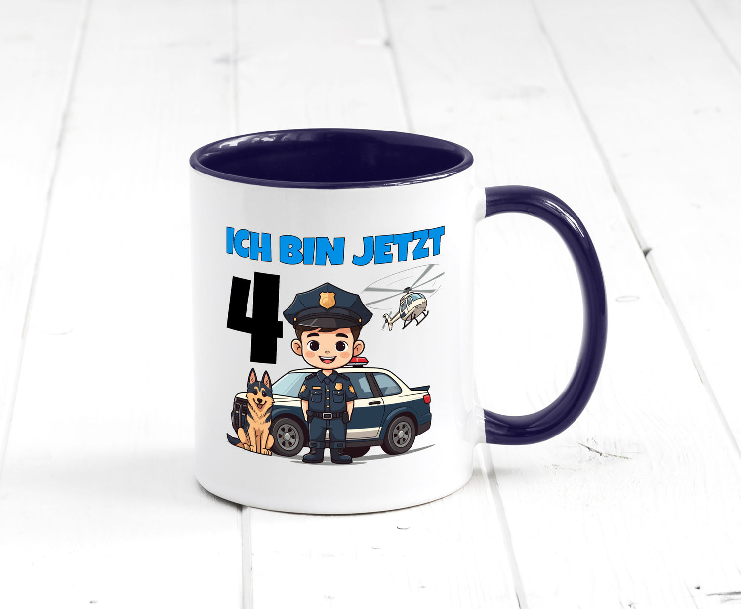 4. Geburtstag | 4 Jahre Polizei Kind Polizeiauto Humor Geschenkidee Tasse