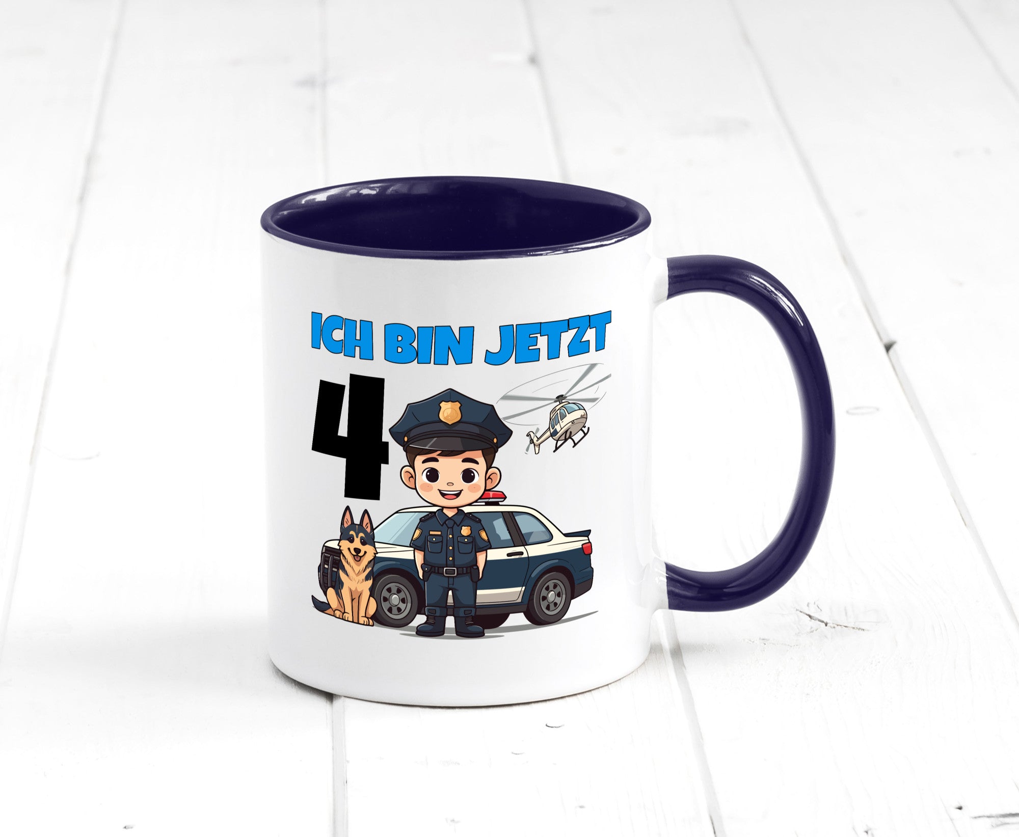 4. Geburtstag | 4 Jahre Polizei Kind Polizeiauto Humor Geschenkidee Tasse