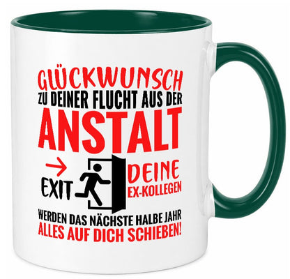Glückwunsch zur Flucht | Abschied Arbeitskollegen Humor Arbeit Kollegen Büro Tasse