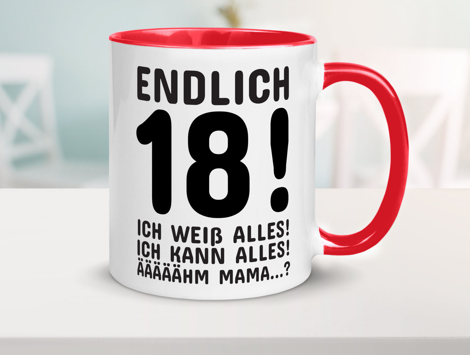 Endlich 18 | Geburtstag Tasse volljährig Erwachsen lustig Geschenkidee Geschenk