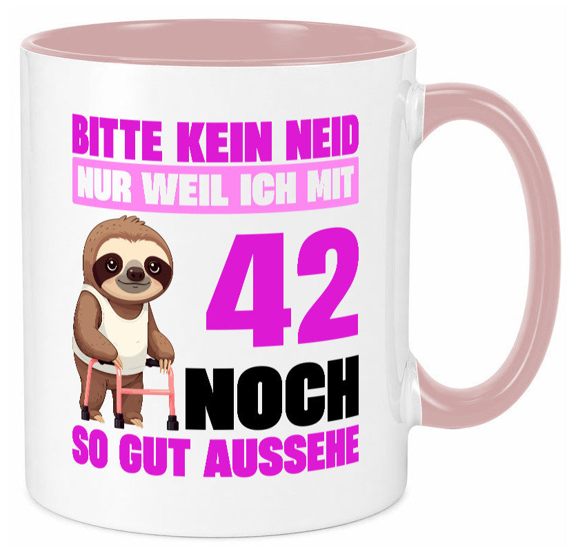 42. Geburtstag | Bitte kein neid Faultier 42 Jahre Geschenkidee Humor Tasse