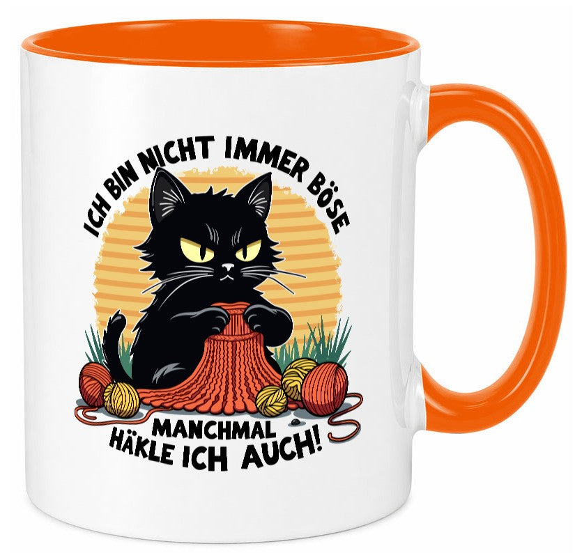 Manchmal Häkle ich auch | Schwarze Katze Häkeln lustig Tierliebhaber Humor Tasse