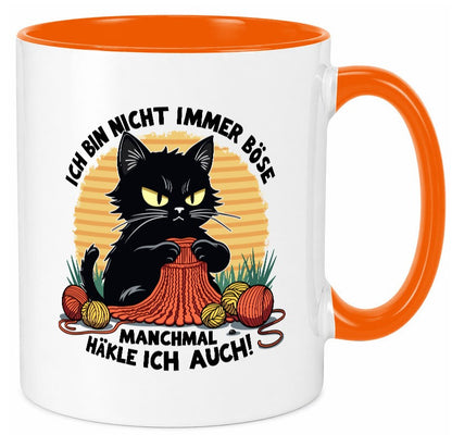 Manchmal Häkle ich auch | Schwarze Katze Häkeln lustig Tierliebhaber Humor Tasse