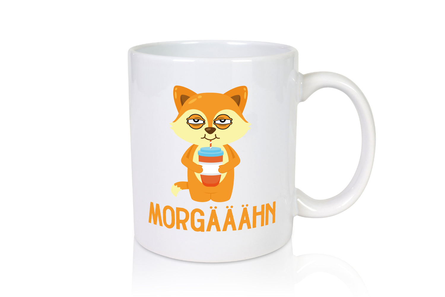 Morgähn | Gähnen Müde Morgenmuffel Fuchs im Bademantel Geschenkidee Humor Tasse