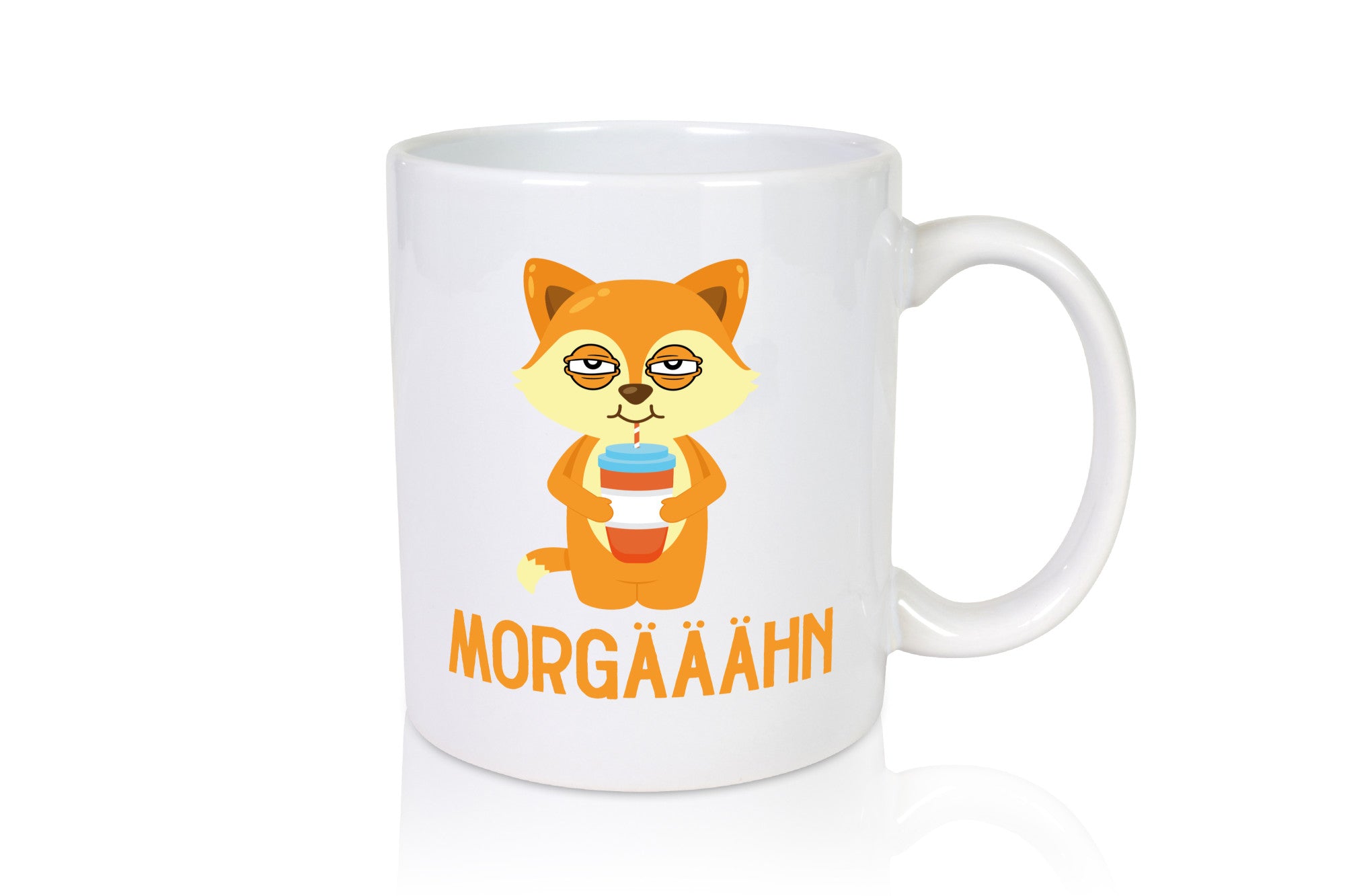 Morgähn | Gähnen Müde Morgenmuffel Fuchs im Bademantel Geschenkidee Humor Tasse