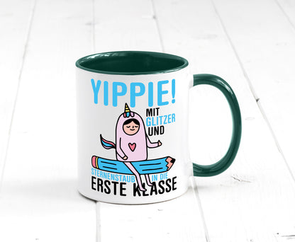 Mit Glitzer und Sternenstaub | Einschulung Einhorn lustiger Spruch Geschenk