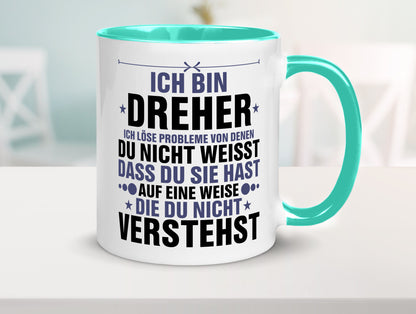 Löse Probleme: Dreher | Fräser lustiger Spruch Geschenk Humor Geschenkidee Tasse