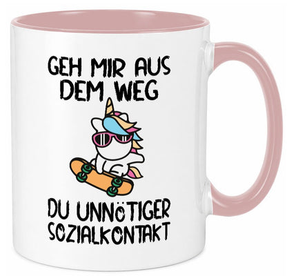 Aus dem Weg, Sozialkontakt | Einhorn Skateboard Geschenk Humor Geschenkidee Tasse