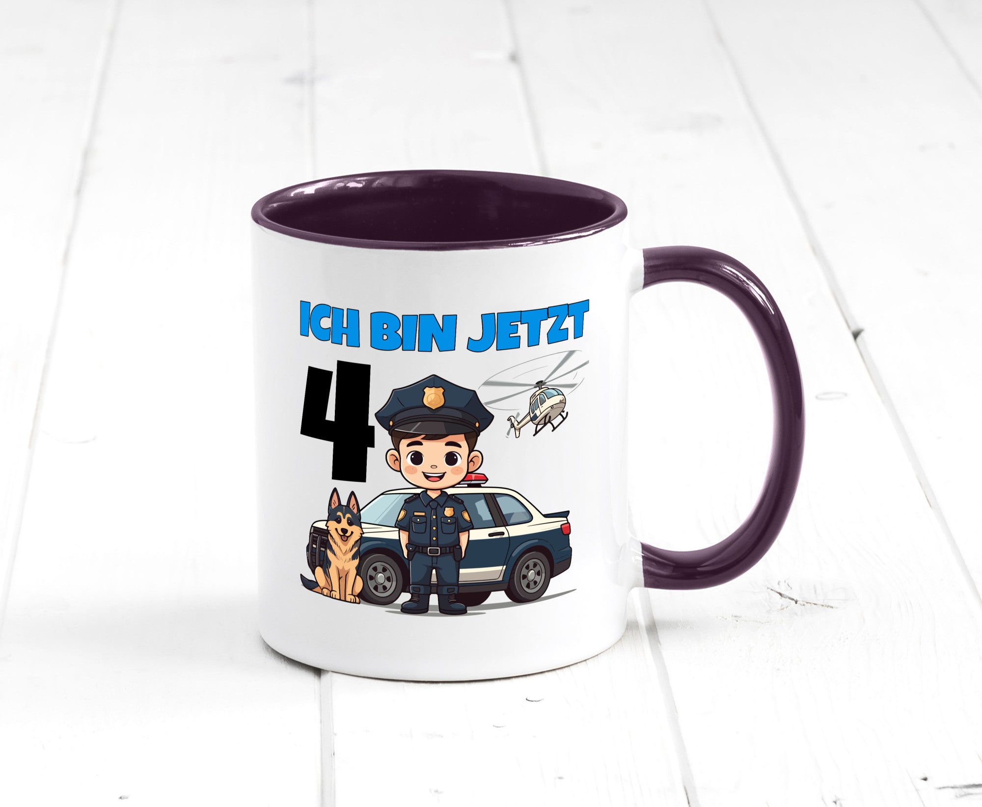 4. Geburtstag | 4 Jahre Polizei Kind Polizeiauto Humor Geschenkidee Tasse