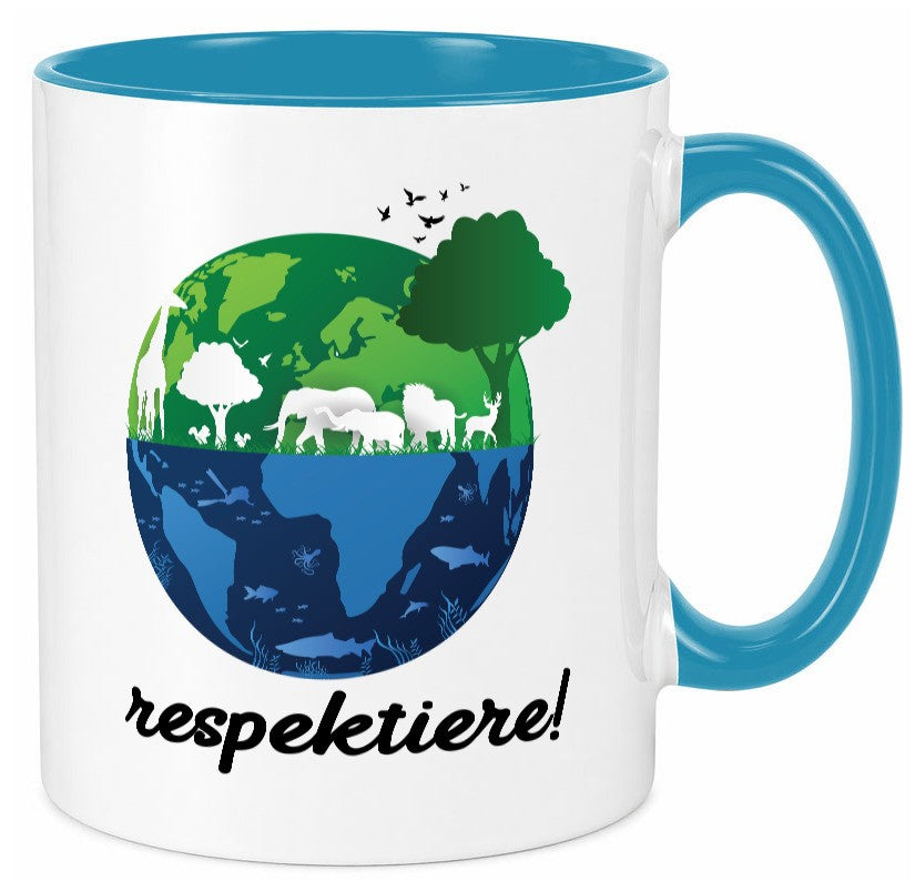Respektiere | Tiere mit Respekt behandeln lustiger Spruch Geschenk Tasse