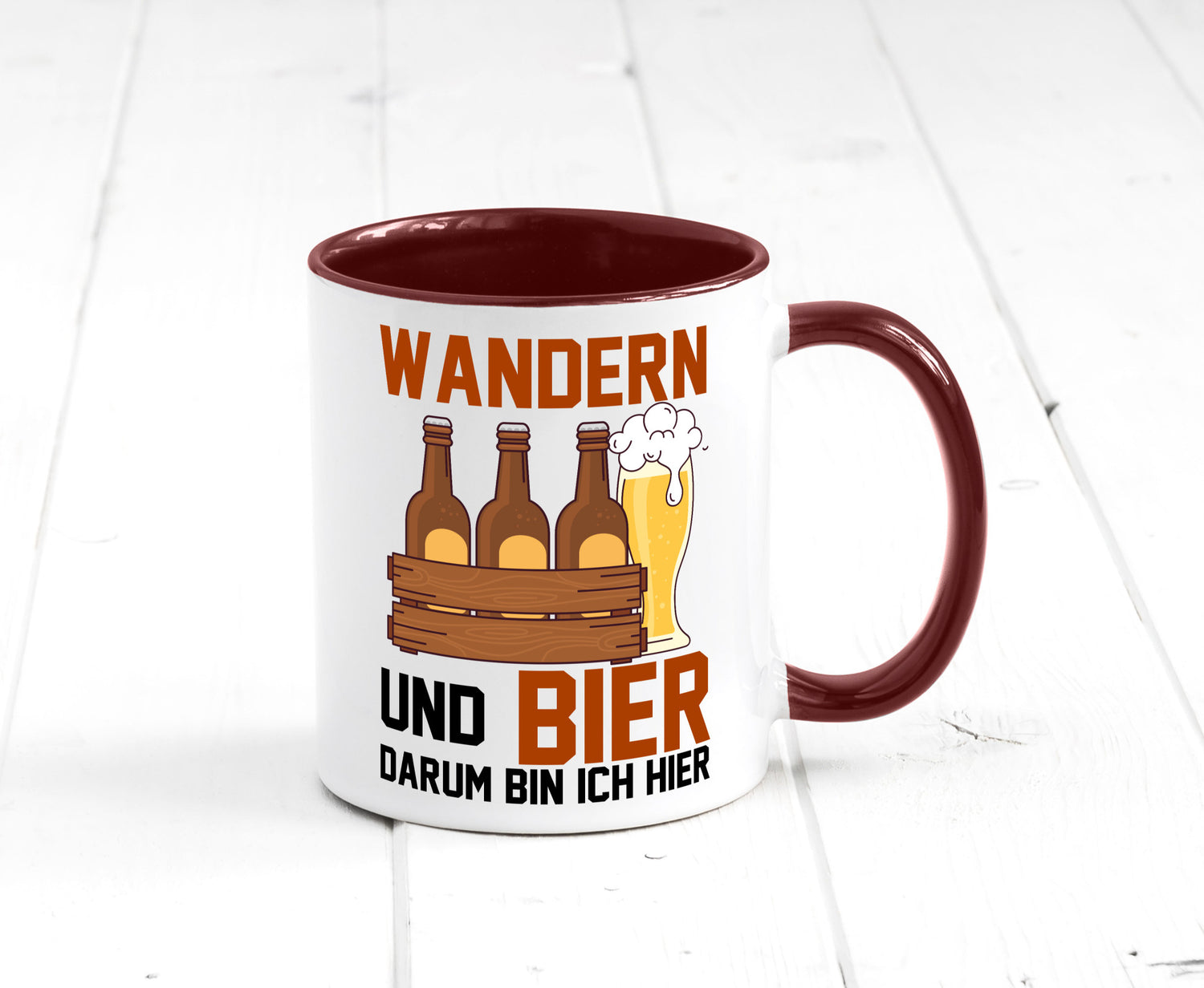 Wandern und Bier darum bin ich hier | Bierkasten lustiger Spruch Geschenk Humor