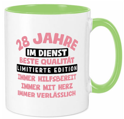 28 Jahre im Dienst | Jubiläum Arbeit v11 Geschenk Kollegen Büro lustiger Spruch Tasse