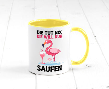 Die tut nix will nur Saufen | Flamingo Alkohol v2 Geschenk Humor Geschenkidee