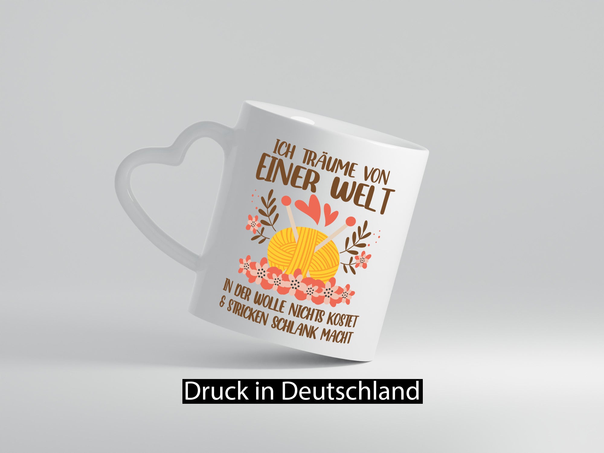 Ich träume on einer Welt | Wollverrückt Stricken Humor Geschenkidee Tasse