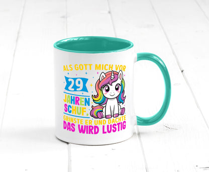 29. Geburtstag | Als Gott mich schuf 40 Jahre v2 Humor Geschenkidee Tasse