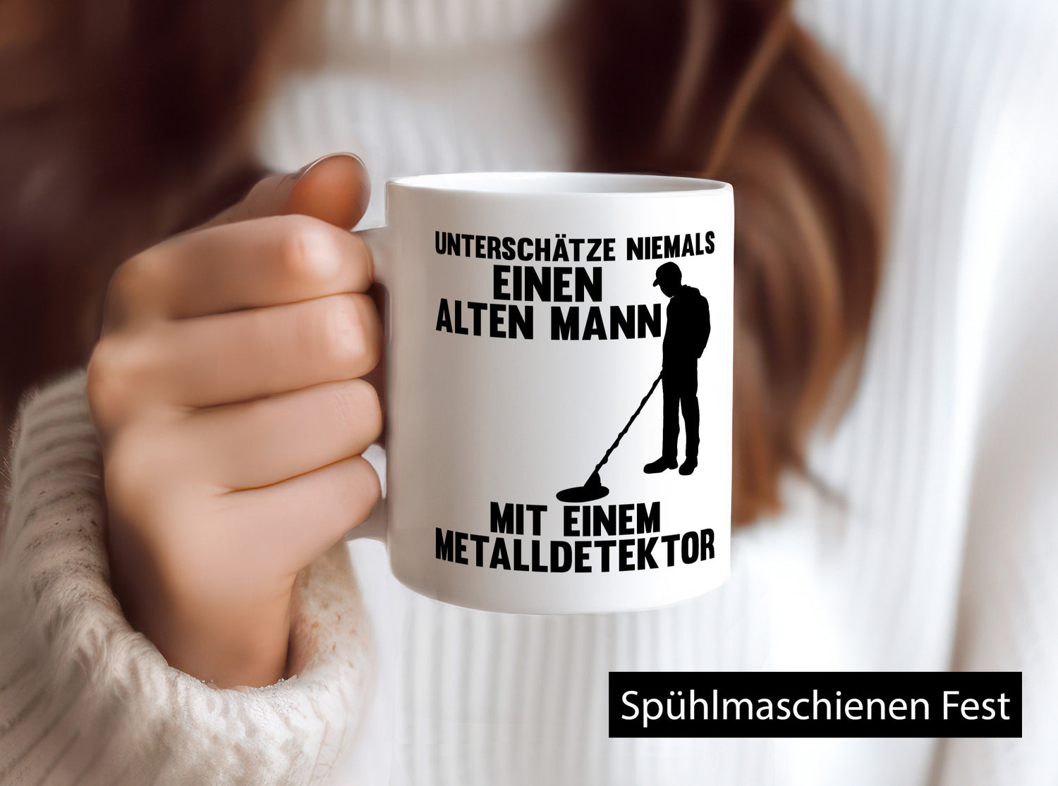 Unterschätze keinen Mann mit Metalldetektor | Geschenkidee Humor Tasse