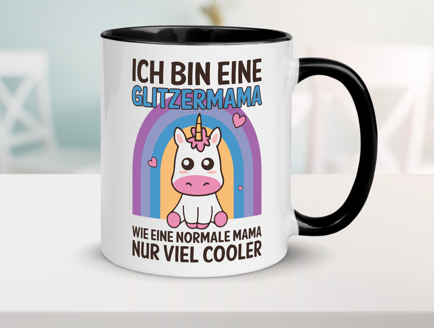 Glitzermama, wie normal, nur cooler | Einhorn Geschenkidee Familie Humor Tasse